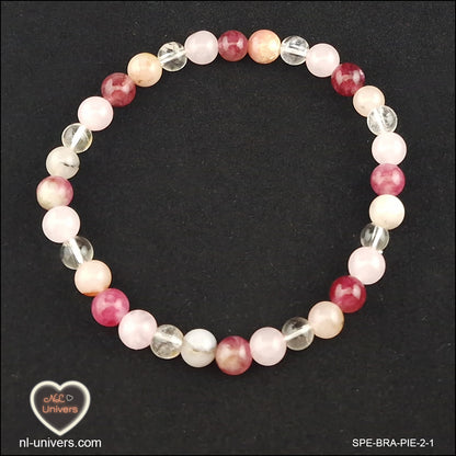 Bracelet Amour ( Cristal de roche + Opale rose + Quartz rose + Tourmaline melon d'eau )