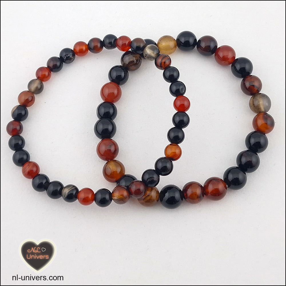 Bracelet Cornaline, Agate Sardonyx et Onyx