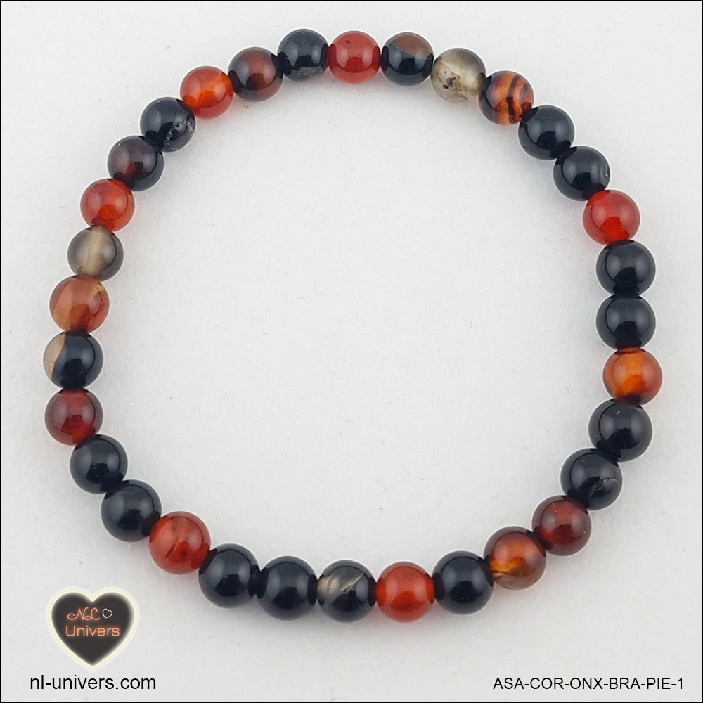 Bracelet Cornaline, Agate Sardonyx et Onyx