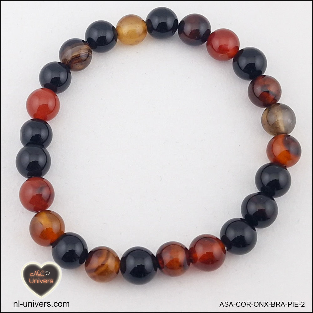 Bracelet Cornaline, Agate Sardonyx et Onyx