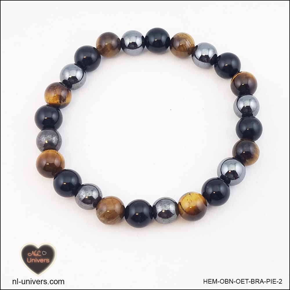 Hematite + Black Obsidian + Tiger Eye Bracelet