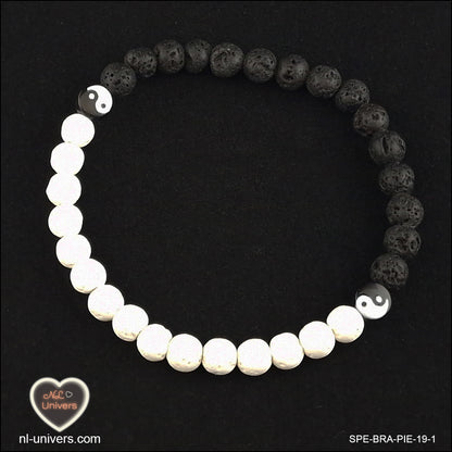 Bracelet Yin & Yang ( Pierre de Lave blanche + noire )