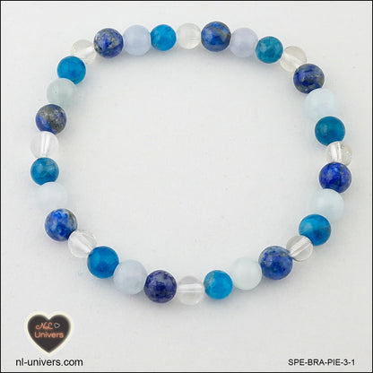 Bracelet Communication ( Aigue-Marine + Apatite + Cristal de roche + Lapis-Lazuli )