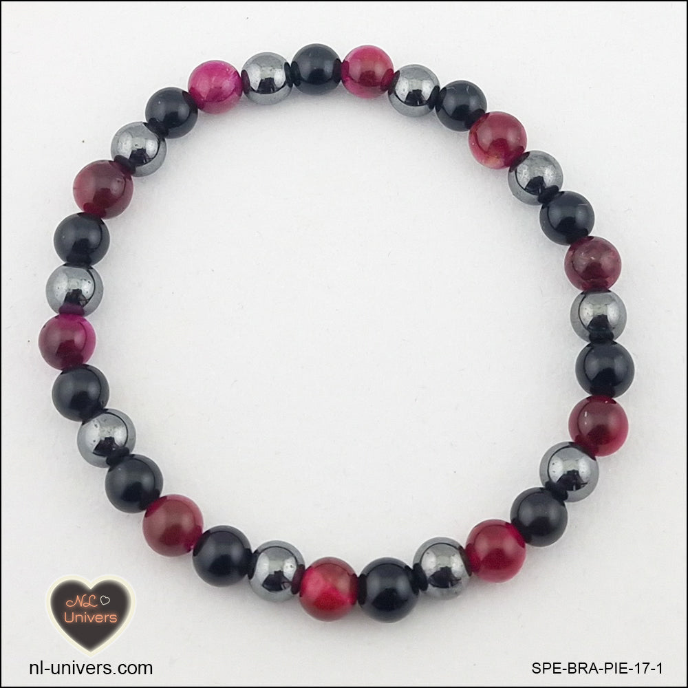 Bracelet Protection ( Hématite + Obsidienne noire + Œil de Tigre rose)