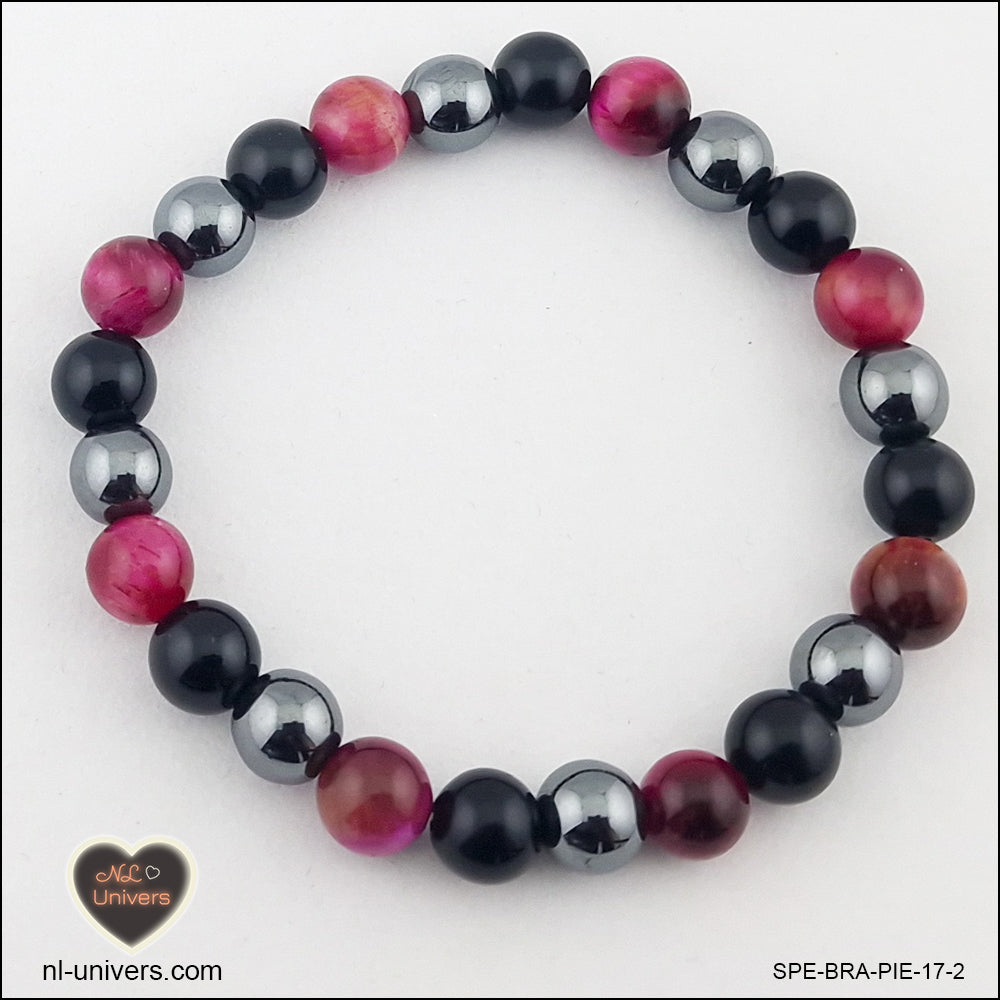 Bracelet Protection ( Hématite + Obsidienne noire + Œil de Tigre rose)