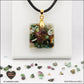 Square Ruby-Zoïsite pendant M.1 in brass orgonite