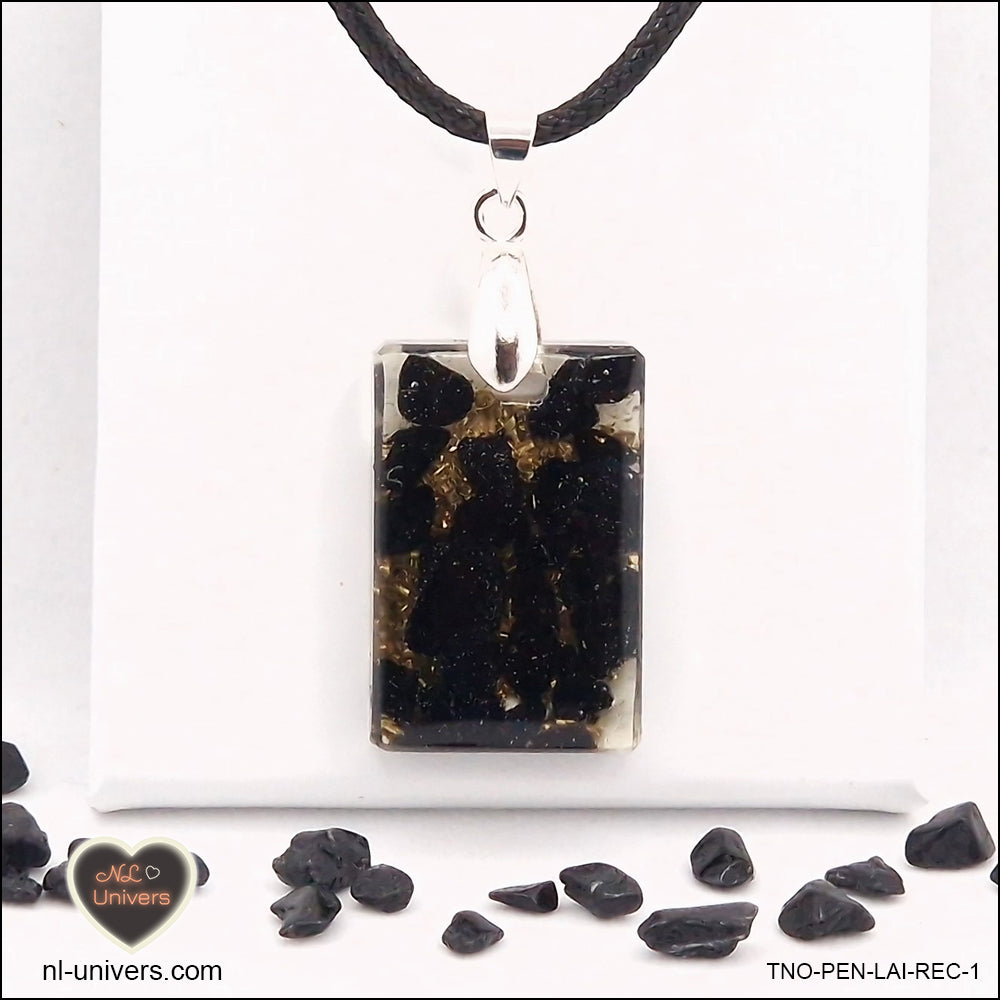 M.1 rectangle black tourmaline pendant in brass orgonite