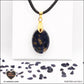 M.1 oval blue gold river pendant in brass orgonite