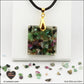 Square Ruby-Zoisite pendant M.2 in brass orgonite