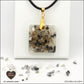 Black Tourmaline Quartz pendant square M.2 in brass orgonite