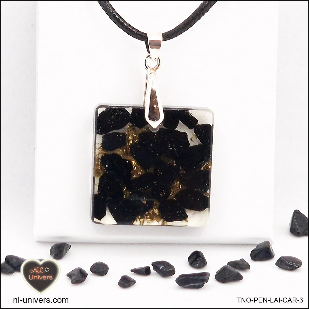 M.2 square black tourmaline pendant in brass orgonite