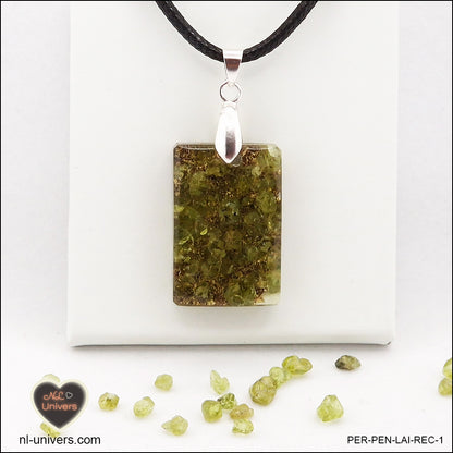 Pendentif Péridot rectangle M.1 en orgonite laiton