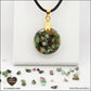 Round Ruby-Zoïsite pendant M.1 in brass orgonite