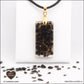 Pendentif Obsidienne noire rectangle M.2 en orgonite laiton