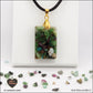 Pendentif Rubis-Zoïsite rectangle M.1 en orgonite laiton