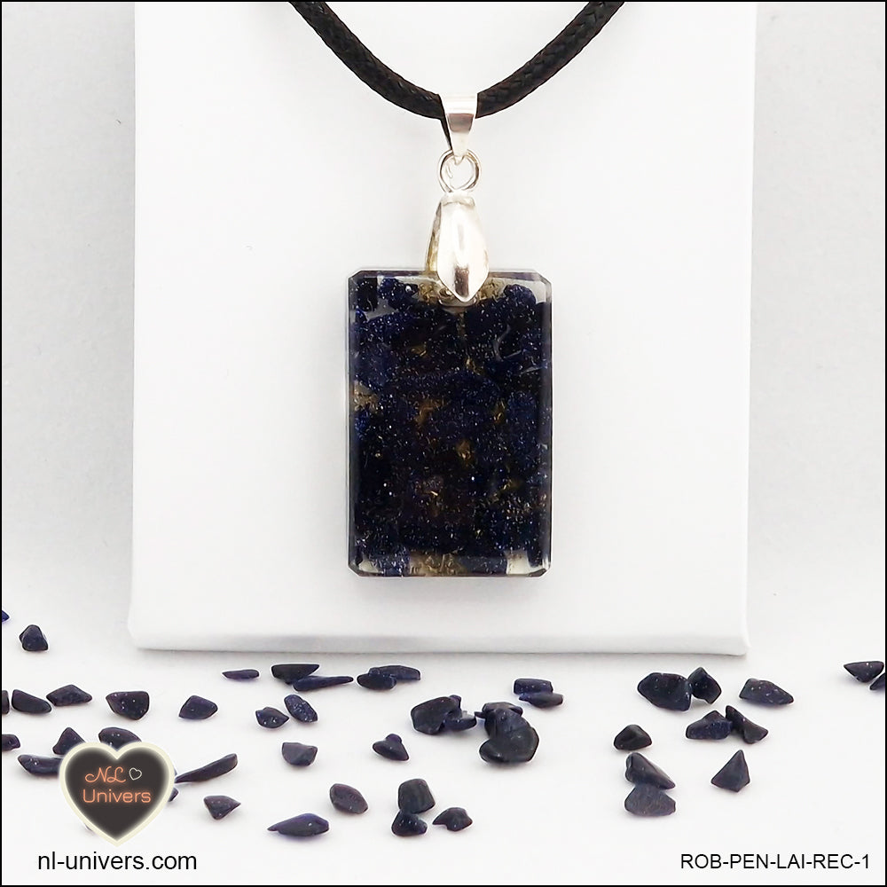 Blue gold river pendant M.1 in brass orgonite