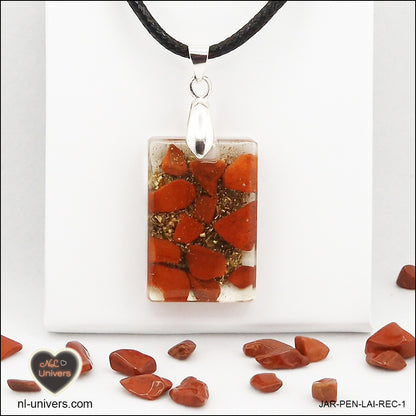 M.1 rectangle red jasper pendant in brass orgonite