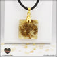 Square heated Citrine pendant M.1 in brass orgonite