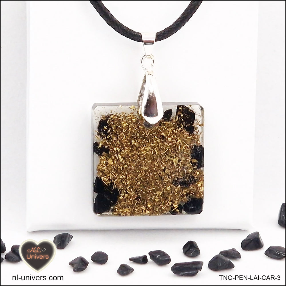 M.2 square black tourmaline pendant in brass orgonite