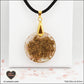 Pendentif Tourmaline Melon d'eau rond M.2 en orgonite laiton