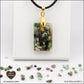 Pendentif Rubis-Zoïsite rectangle M.1 en orgonite laiton