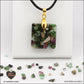 Square Ruby-Zoïsite pendant M.1 in brass orgonite