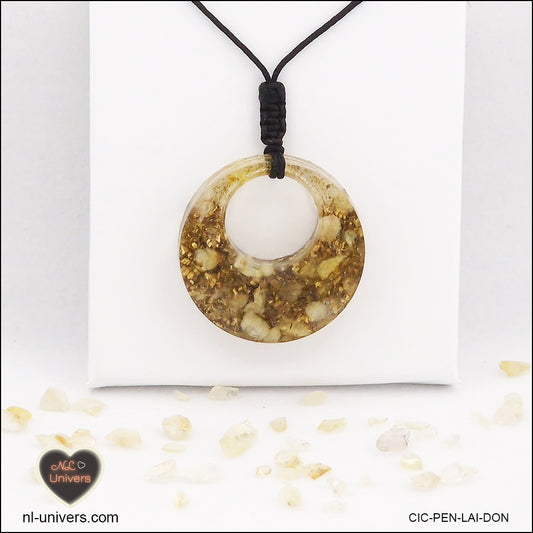 Heated Citrine donut pendant in brass orgonite