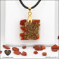 Pendentif Jaspe rouge carré M.1 en orgonite laiton