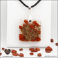 Square red jasper pendant M.2 in brass orgonite