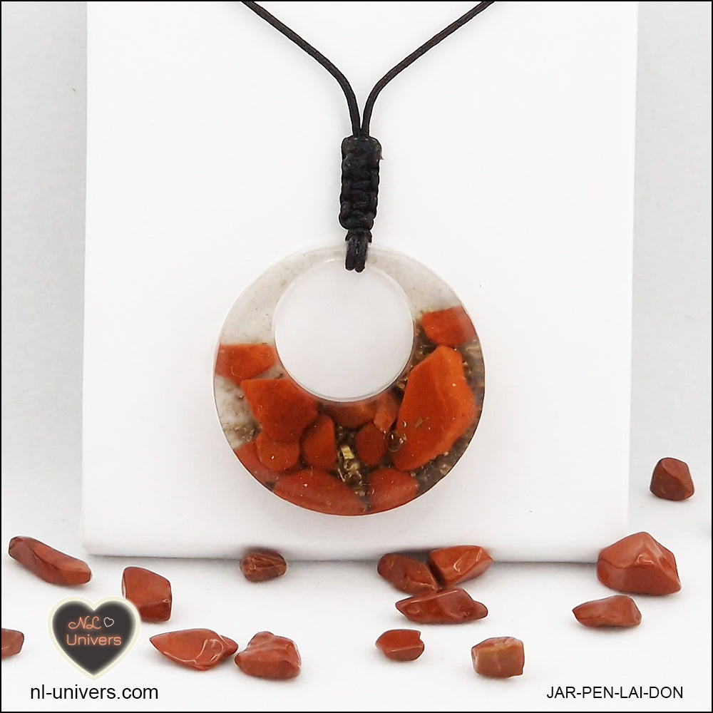 Pendentif Jaspe rouge donut en orgonite laiton