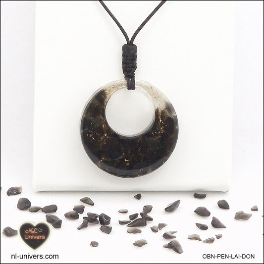 Pendentif Obsidienne noire donut en orgonite laiton