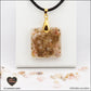 M.2 square pink opal pendant in brass orgonite