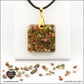 Square Unakite pendant M.2 in brass orgonite