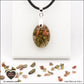 Unakite oval pendant M.1 in brass orgonite