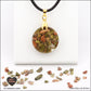 Round Unakite pendant M.1 in brass orgonite