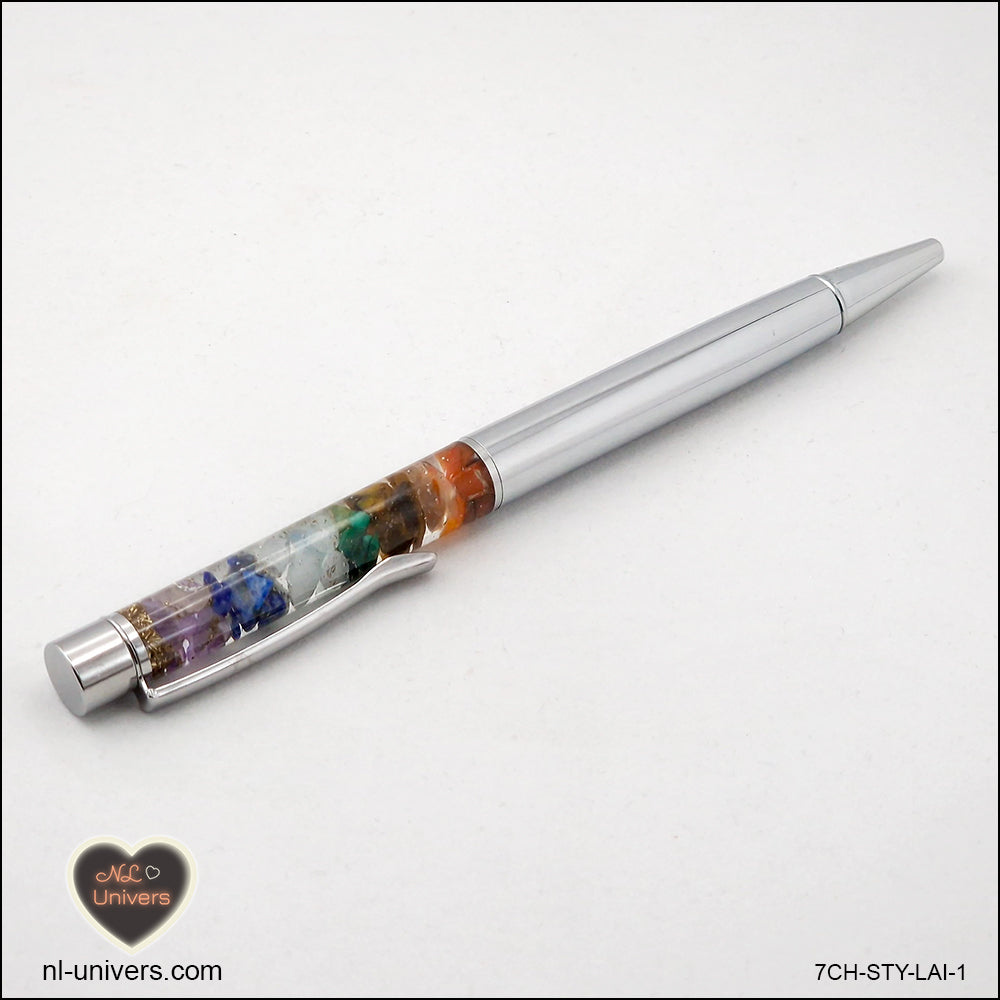 Metallic 7 chakra pen in brass orgonite