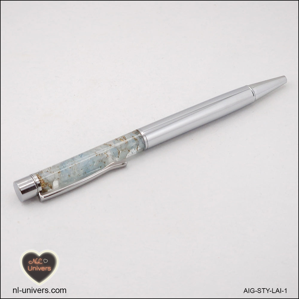 Metallischer Aquamarin-Stift aus Messing-Orgonit