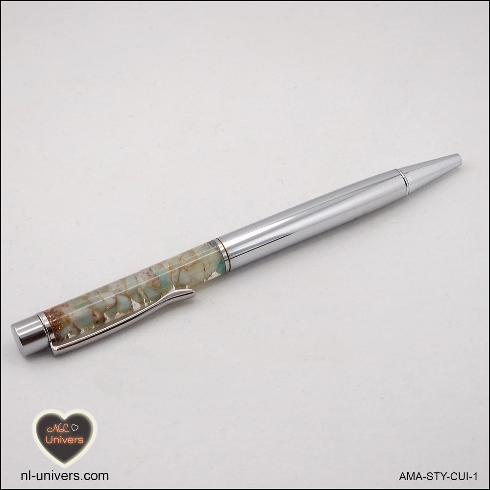 Stylo Amazonite métallique en orgonite cuivre