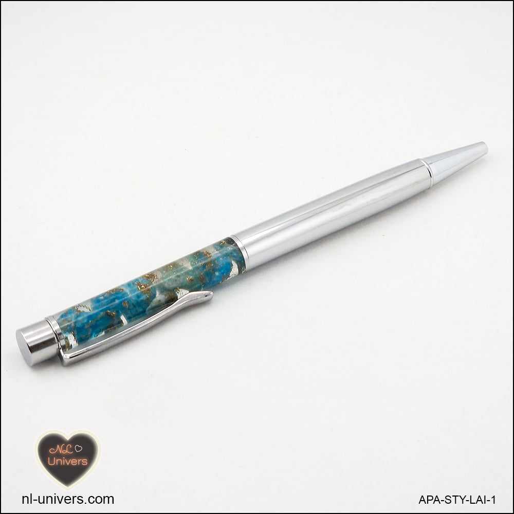 Stylo Apatite métallique en orgonite laiton