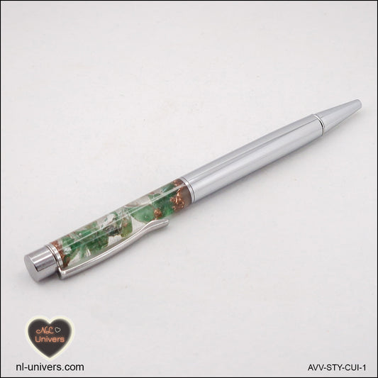 Stylo Aventurine verte métallique en orgonite cuivre