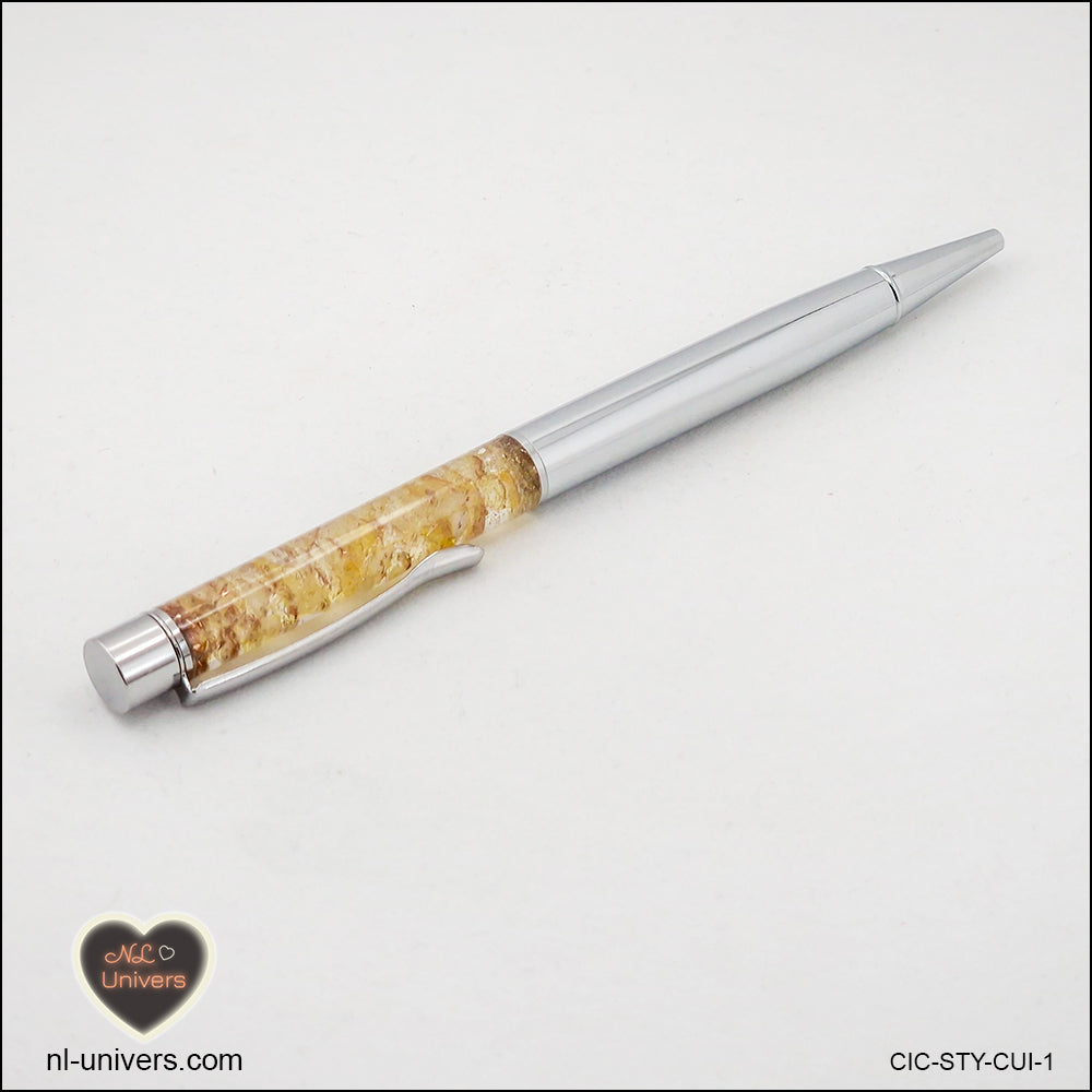 Stylo Citrine chauffée métallique en orgonite cuivre