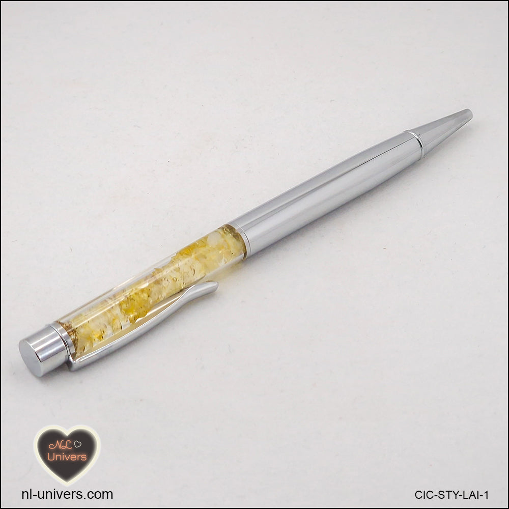 Metallic Heated Citrine Pen in Brass Orgonite