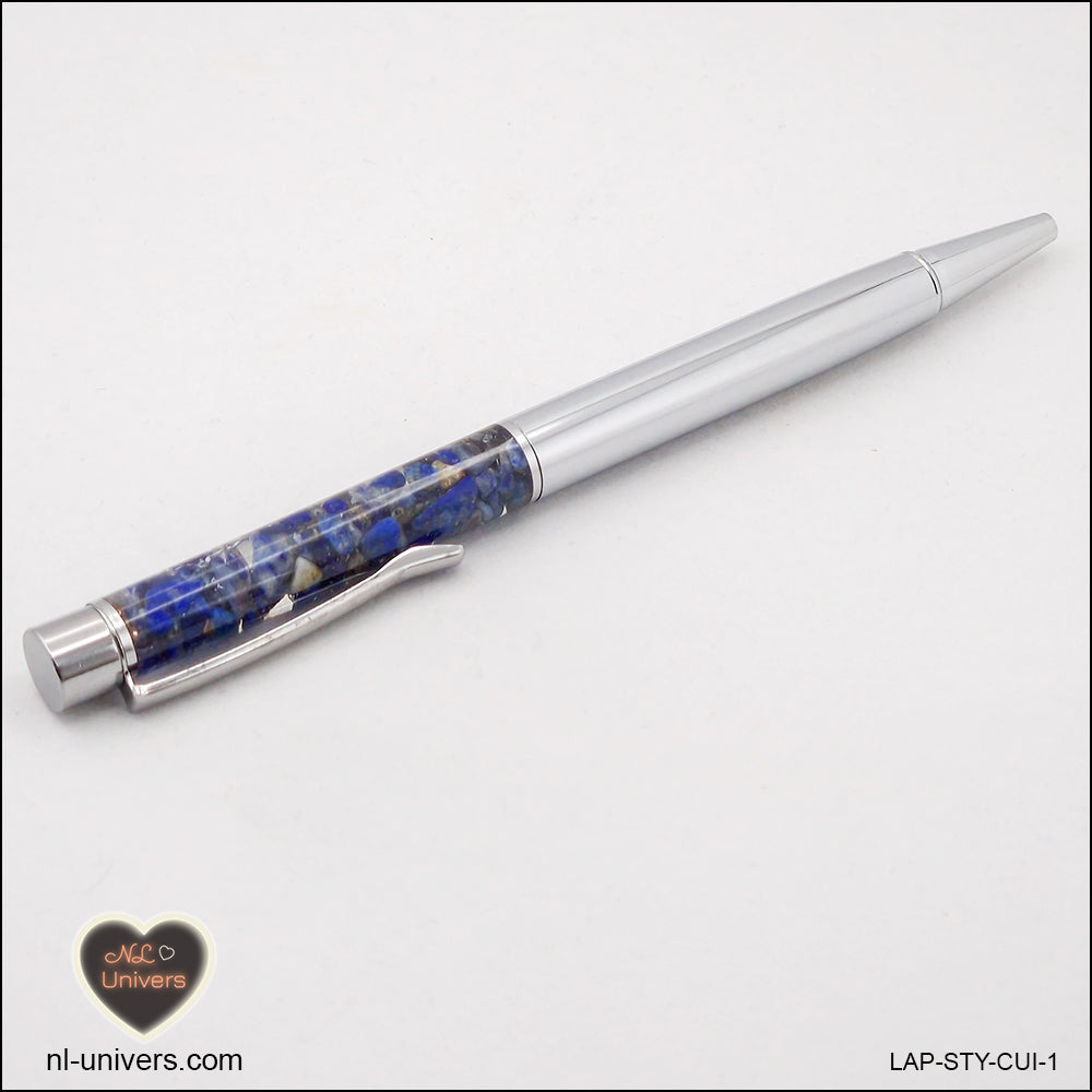 Stylo Lapis-Lazuli métallique en orgonite cuivre