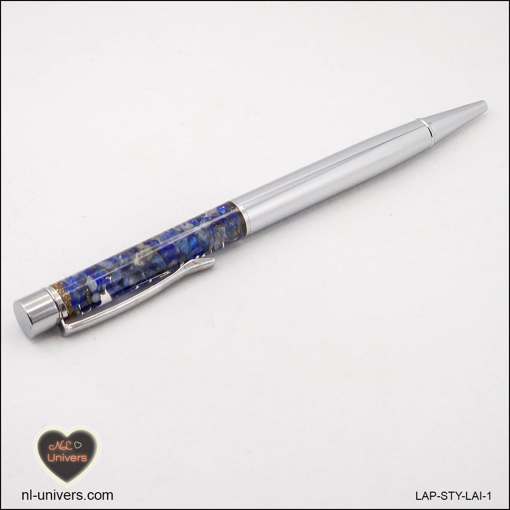 Metallic Lapis-Lazuli pen in brass orgonite