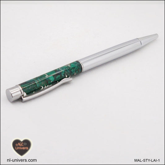 Stylo Malachite métallique en orgonite laiton