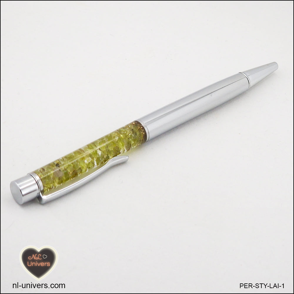 Metallic Peridot Pen in Brass Orgonite