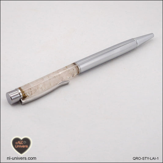 Stylo Quartz rose métallique en orgonite laiton