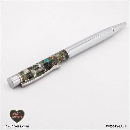 Rubin-Zoisit-Metallic-Stift aus Messing-Orgonit