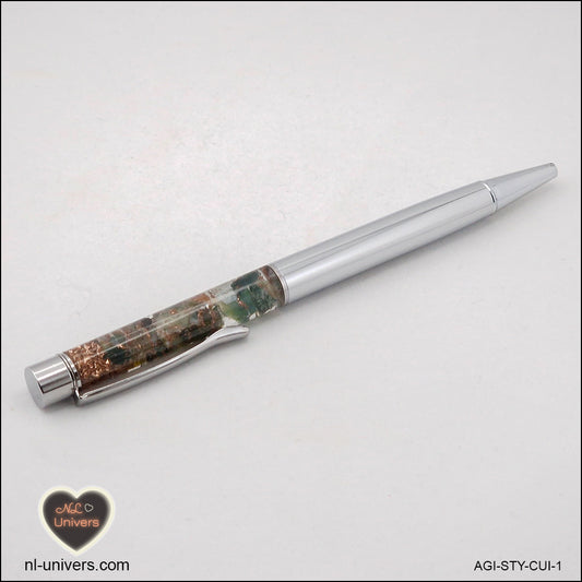 Stylo Agate Indienne métallique en orgonite cuivre