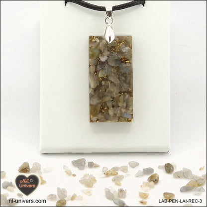 Pendentif Labradorite rectangle M.2 en orgonite laiton